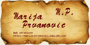 Marija Prvanović vizit kartica